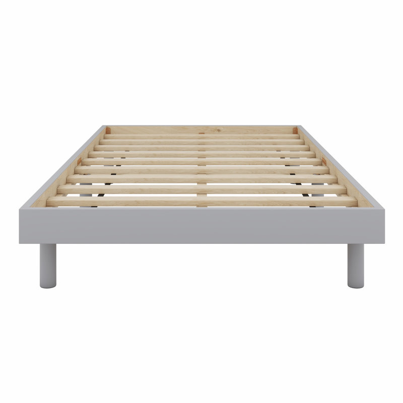 Modern Design Floating Platform Bed Frame, Twin, White Washed