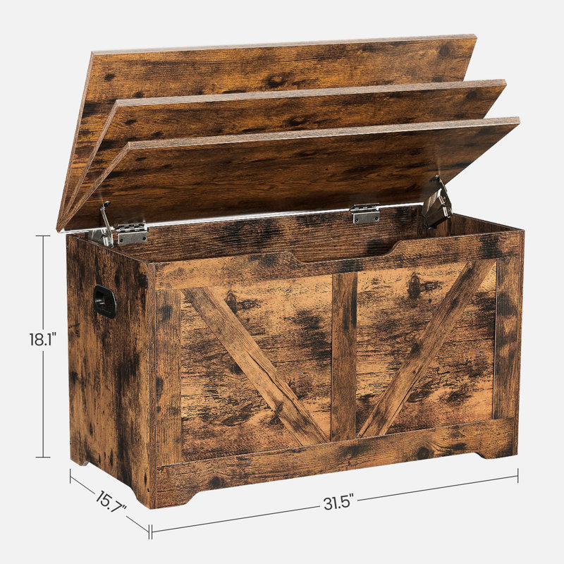 Storage Trunk With 2 Safety Hinges, Brown