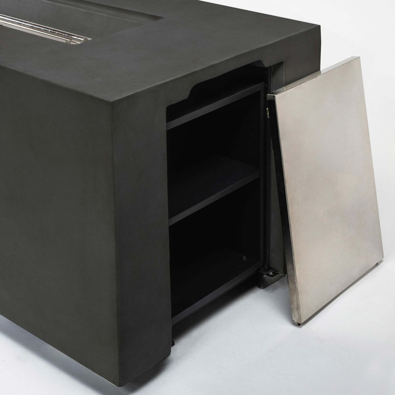 70Inch Concrete Large Fire Pit Table, Dark Gray