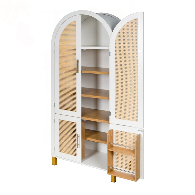 Armoire haute en arche avec portes réglables et porte, Blanc