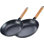 Poêles à frire antiadhésives en fonte de 10/12 pouces, ensemble de poêles à frire 2 pièces avec poignée en bois d'acacia détachable, casserole à œufs omelette antiadhésive en nid d'abeille, batterie de cuisine à induction, plaques de cuisson faciles à nettoyer