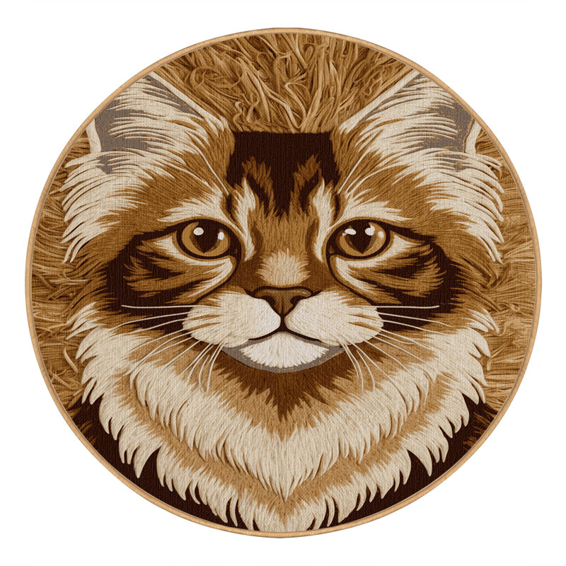 Washable Scottish Fold Cats Area Rug, Round 7'