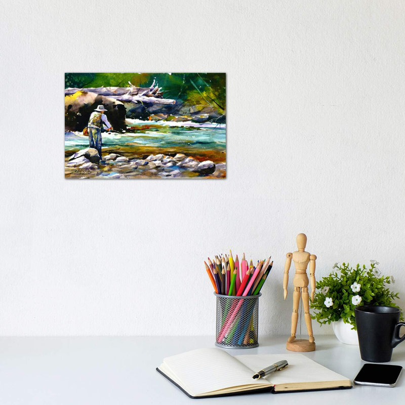 " Fishing " by Dean Crouser, Wrapped Canvas, 18" H x 26" W x 1.5" D