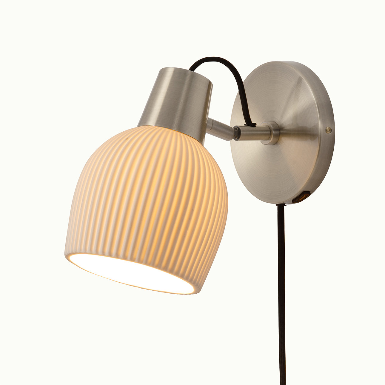 Single Light Porcelain Sconce, Satin Nickel