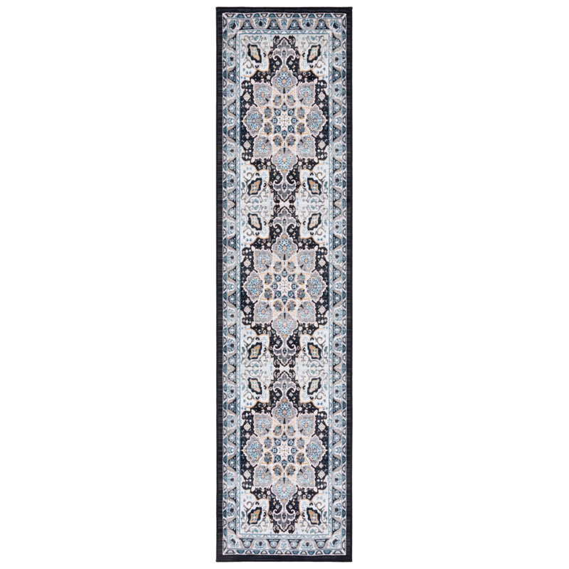Manado Oriental Grey/Light Blue Area Rug, Runner 2'2" x 9'