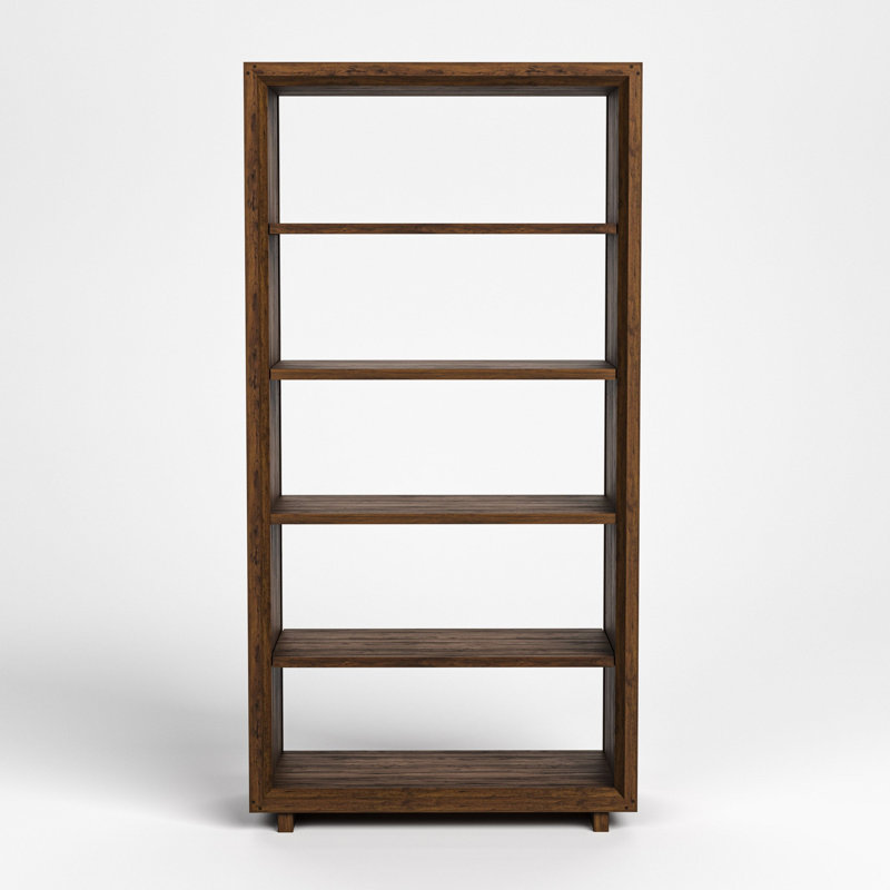 Stickley Saranac Etagere, Tall Bookcase, Solid Rustic Walnut, Sustainable Construction, Open Back, 3 Adjustable Shelves, Fixed Center Shelf, Sled Base, 35in W x 16in D x 69in H, Made in USA