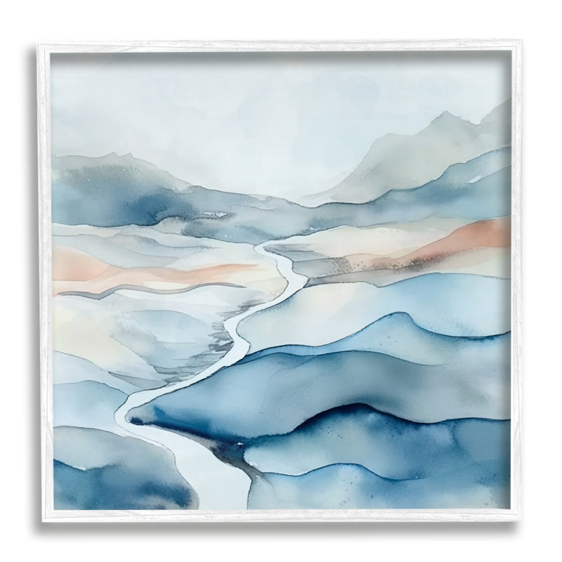 «Abstract Mountain Stream», reproduction sur bois encadrée, Estampe numérique encadrée blanc bord de mer