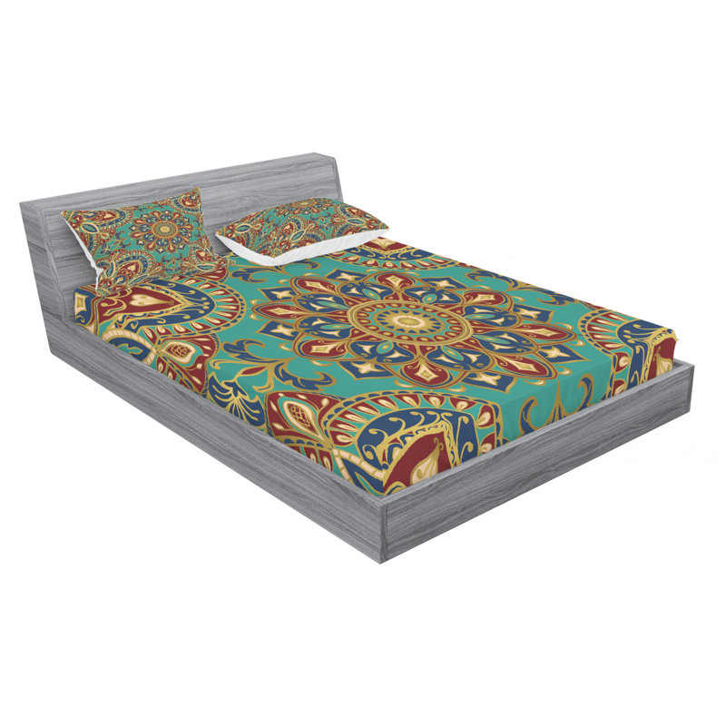 Microfiber Floral Sheet Set, Queen Sheet Set with Fitted Sheet