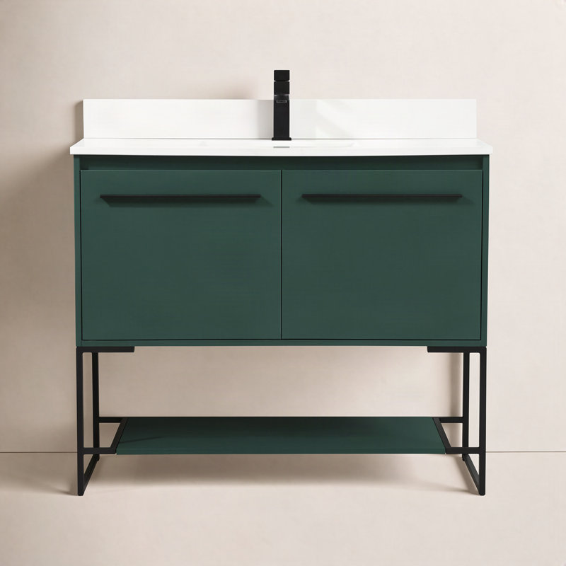 Ensemble de meuble-lavabo simple 40 po Rozell, Vert