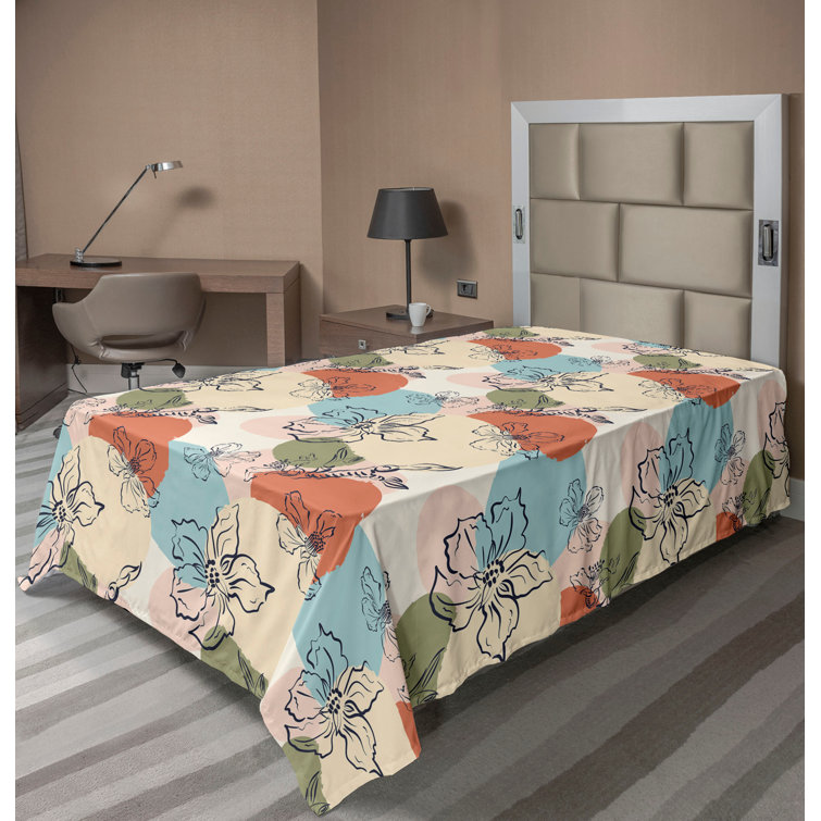Drap plat à motif floral bohème Ambesonne
