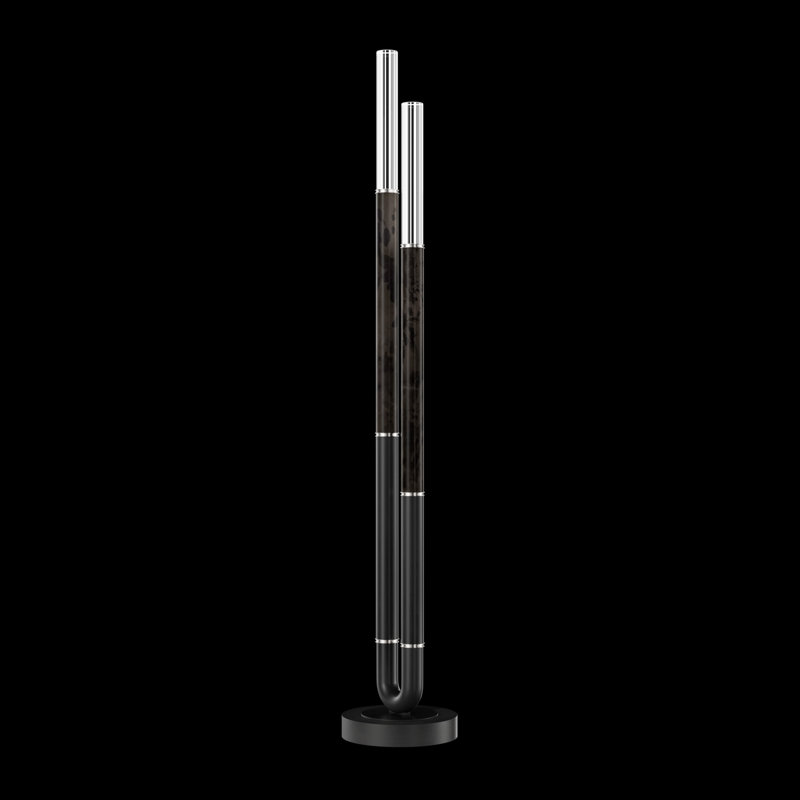 Lampe sur pied H 71,5 po Antonia, Noir/Nickel/Charbon