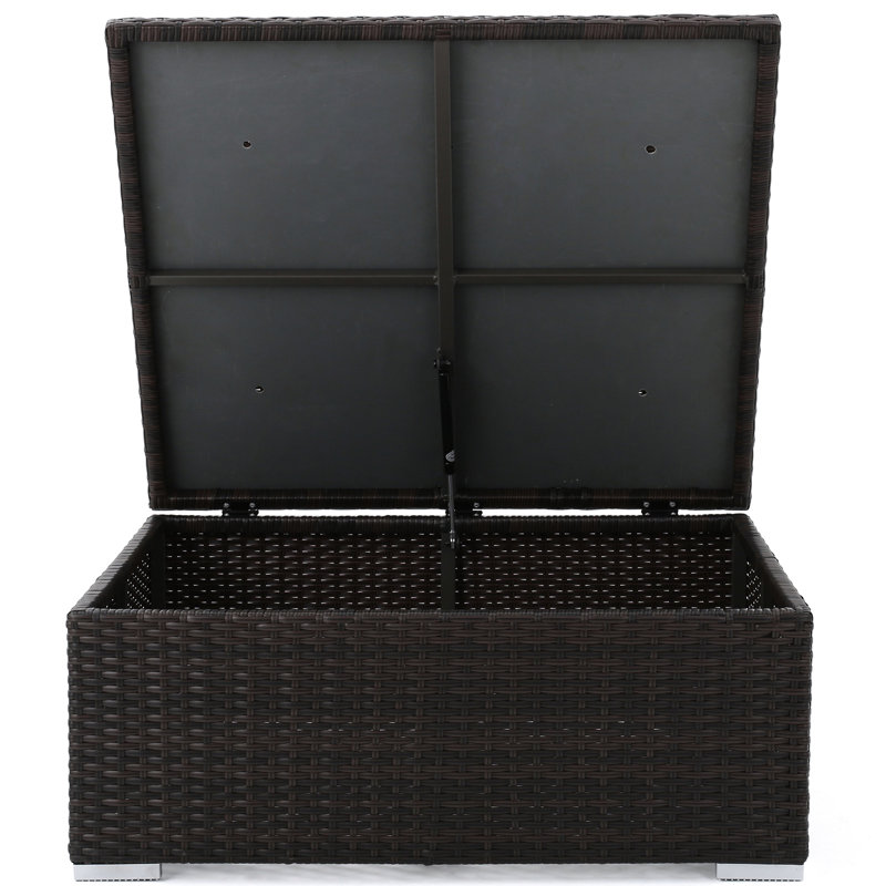 Charmante table basse d'extérieur avec tissage - rangement multiple brun pour utilisation