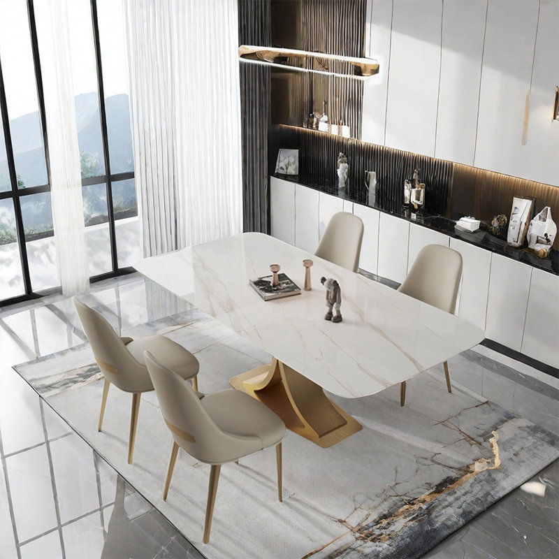 Light luxury simple family dining table sets, 29.5"H x 63"L x 35.4"W
