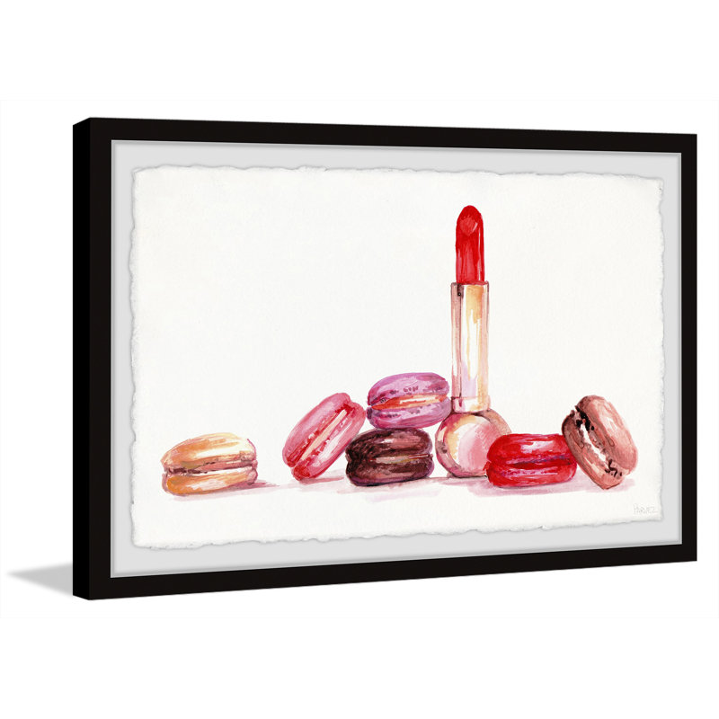 Lipstick & Macaron by Parvez Taj - 1 Piece Single Picture Frame Painting, 91cm H x 61cm W