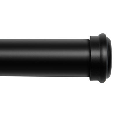 Aresha 1" Dia. Curtain Rods Adjustable Length Single Curtain Rod Black for Ceiling/Wall Mounting