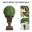 2 boules de topiaire de plante artificielle 12 po avec pot, boules artificielles en buis avec DEL-184169779