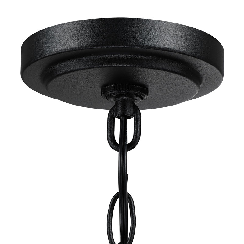 Luminaire suspendu d'extérieur 1 lumière H 14 po avec accents noir mat et bois de grange