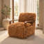 1 pièce Chaise d'appoint longue en fausse fourrure douce d'inspiration rétro avec accoudoirs courbés en bois siège et dossier principaux-615270135-615270140