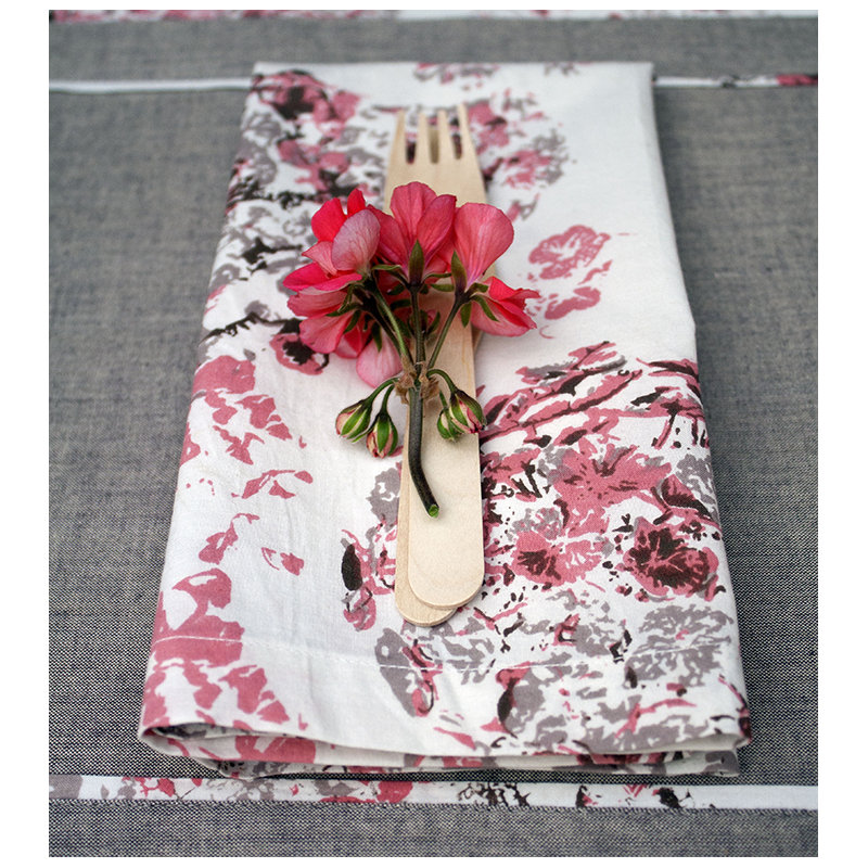 Bonnefoy Cotton Floral Square, Pink