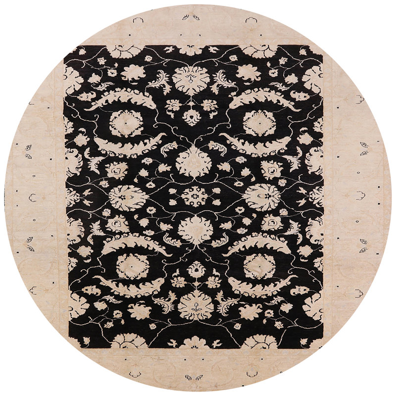 Tapis beige / noir Skjalm, Rond 4 pi