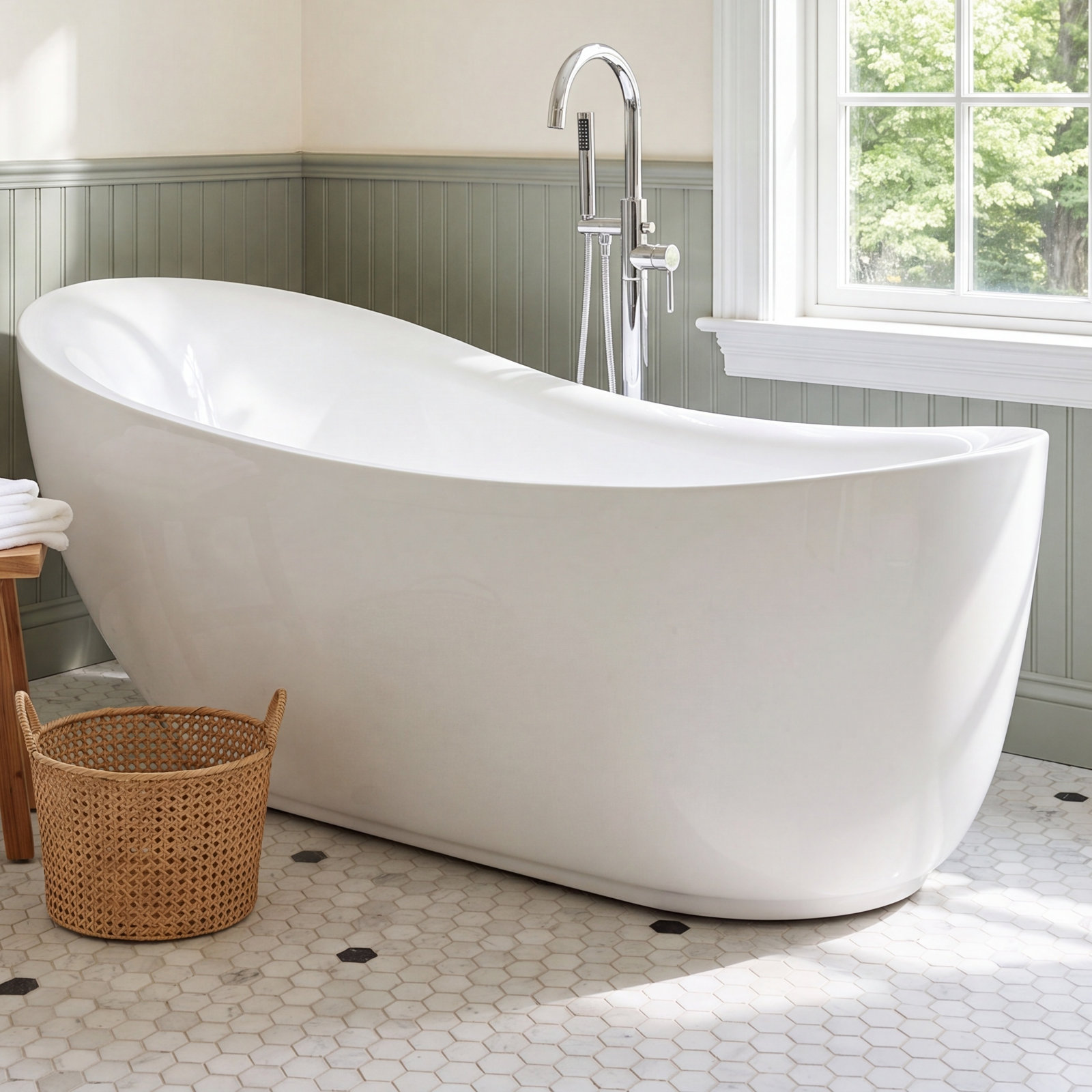 71" x 35" Freestanding Soaking Bathtub
