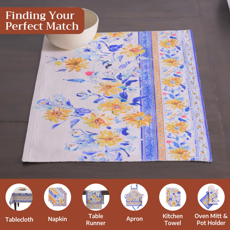 Maison d'Hermine Girassol 100 % coton Ensemble de table 4 - 13 po x 19 po