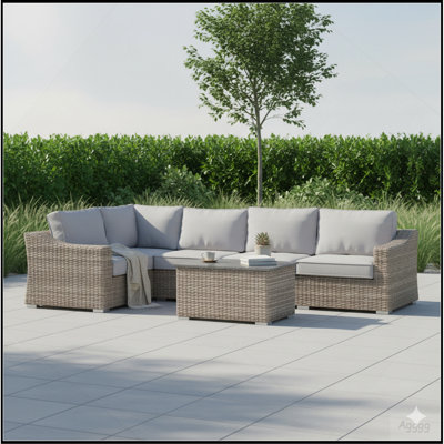 Ensemble de conversation d'extérieur en osier pour 4 personnes - Ensemble de canapé de jardin entièrement assemblé