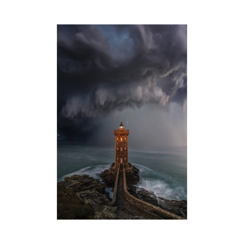 Lighthouse Downpour 1 Piece Wrapped Canvas Wall Art, 20.32 cm H x 30.48 cm W