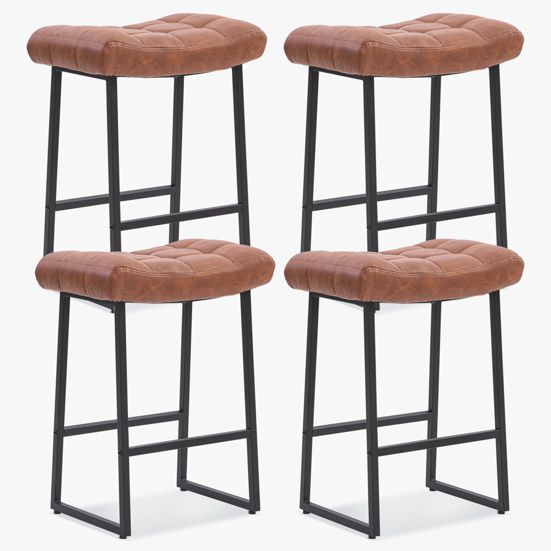 Faux Leather Wide Cushion Bar Stool Northobliq Digi Seat Color/Frame 