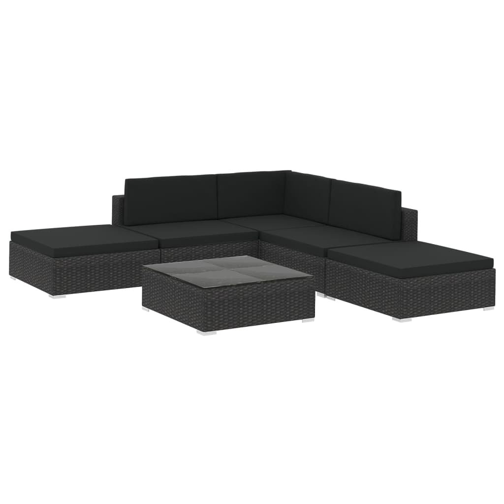 5-Sitzer Lounge-Set Lexi-Ann aus Polyrattan mit Polster