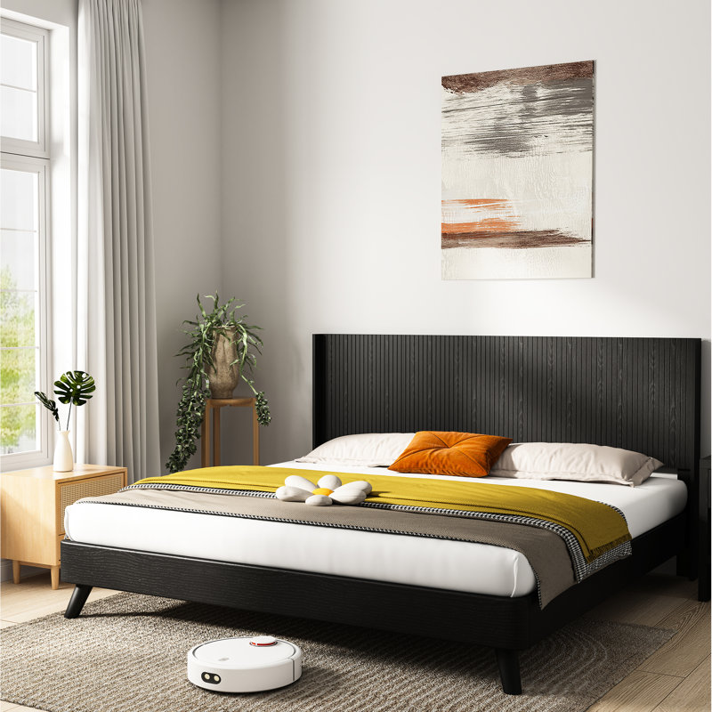 Tête de lit très grande de 80,2 po en bois - aspect décoratif moderne, panneau à oreilles cannelé mural, style à oreilles, design de couleur chêne noir, texture de surface réelle élégante, 3D contemporain