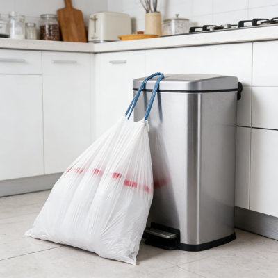 4 Gallon Drawstring Trash Bags, 57 Count - Tear-Free Unscented Small Garbage Bags With Easy Closure For Bathroom, Office, And Bedroom Trash Cans