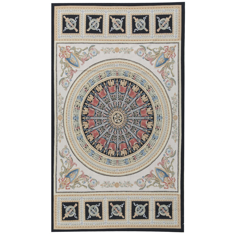 Hand-Knotted High-Quality Black and Beige Area Rug