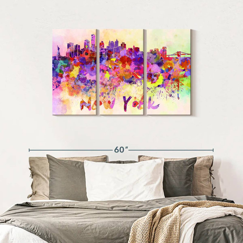 New York City, reproduction d'art sur toile abstraite, H 45 po x l 28 po x P 1,25 po