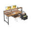 Computer Desk With Drawers, 55" Office Desk With Keyboard Tray And Power Outlet