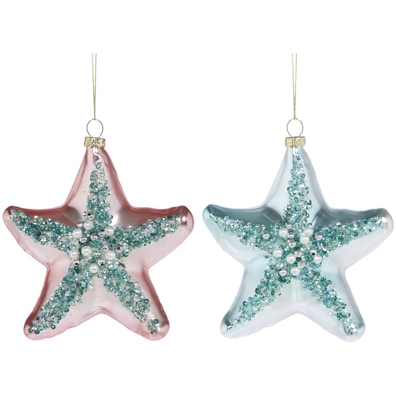 Jeweled Starfish Ornament, Assortment of 2 - 5 Inches