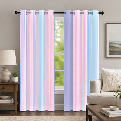 2Pcs rideaux à rayures verticales colorées, rideaux de fenêtre de style minimaliste, panneau à œillets à motif pastel, décoration intérieure moderne pour le salon de la chambre à coucher