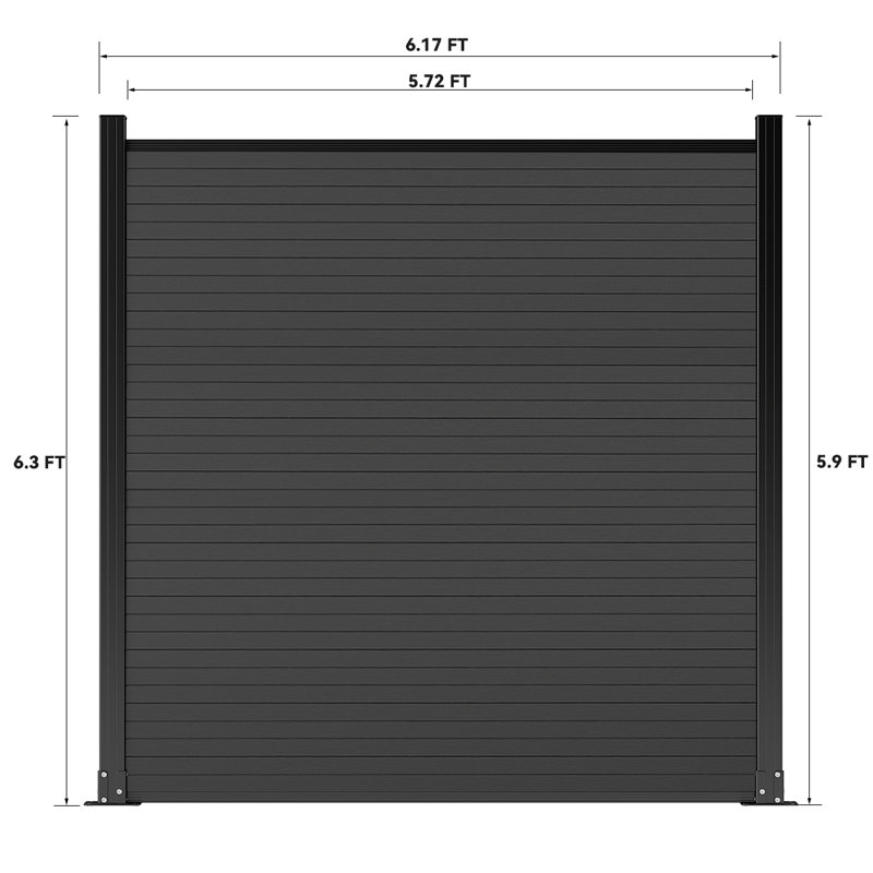 Clôture d'intimité en composite résistante au vent de 6,2 pi H avec poteau pour patio, cour arrière, jardin, Gris, 2
