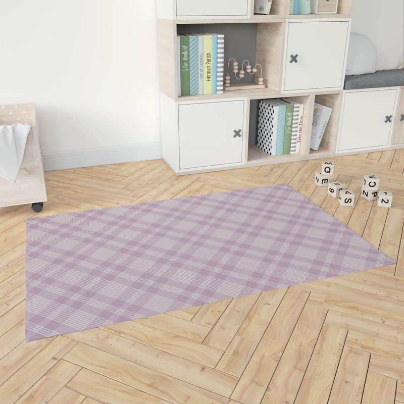 Tapis de jeu Lily Tartan, Rectangle 5 pi x 7 pi, Rose