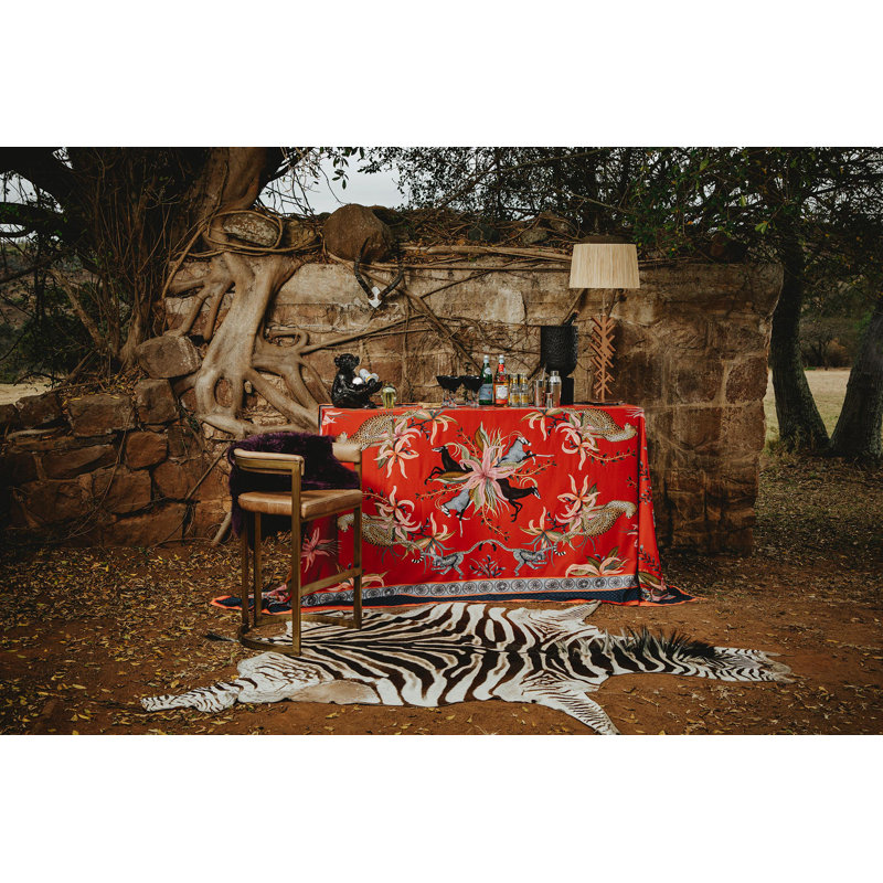 Ardmore Royal Red Cotton Tablecloth, 94" x 61"