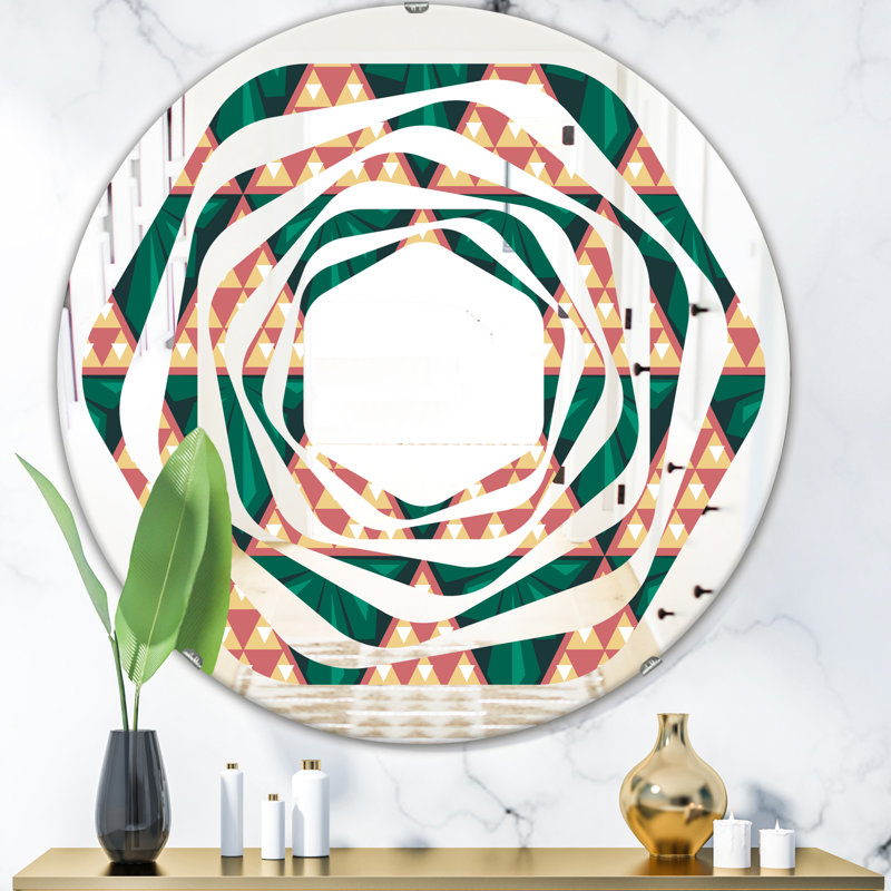 Miroir mural whirl abstract géométrique rétro et sans cadre, 31,5 po x 31,5 po
