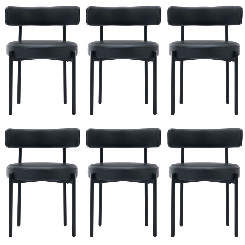 Chaises d'appoint rembourrées en similicuir, Noir mat, 6
