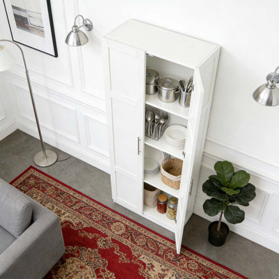 Kitchen Pantry Storage Cabinets with 2 Door and 3 Shelves, White