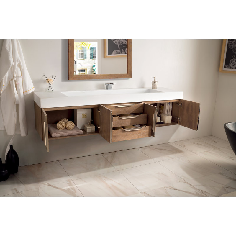 Mercer Island 72'' W Single Vanity, Glossy White, Dusk Gray, Brushed Nickel