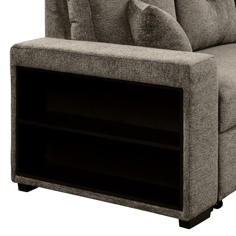 Lablanc Velvet L-Shaped Sectional, Knox Charcoal Velvet