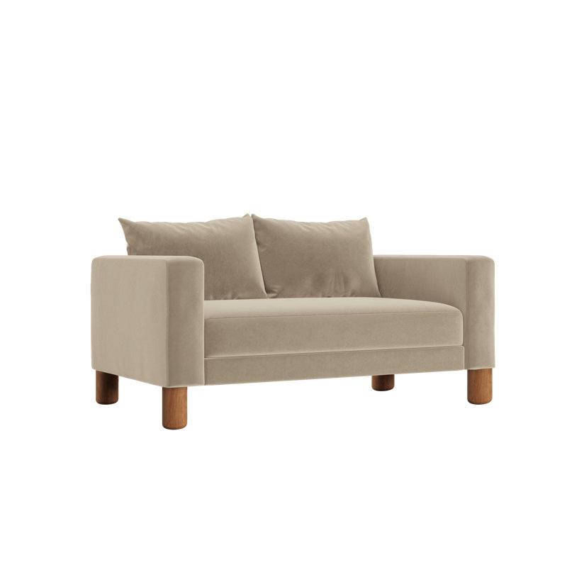 Essential Loveseat, Cylinder, Cashew Recycled Velvet