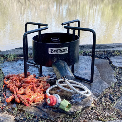 Bayou Classic Dual Jet Cooker, 22-Inch Propane Burner for Large Stockpots, Black