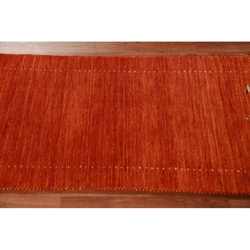 Orange Gabbeh Oriental Runner Rug