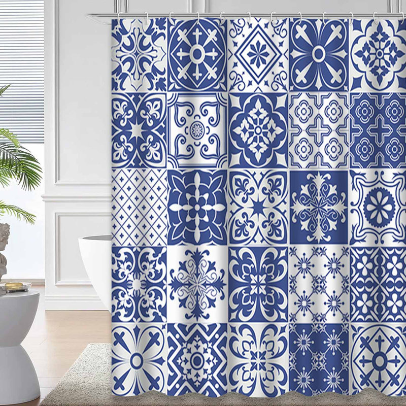 Rideau de douche à 12 crochets Big Tiles, L 72 po x l 84 po