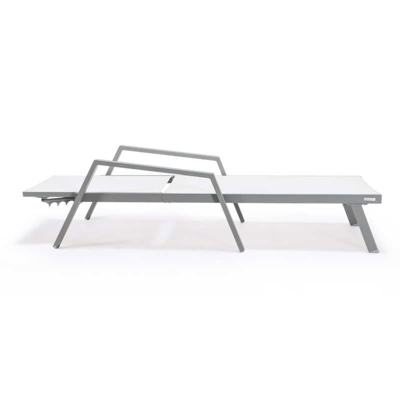Outdoor Patio Reclining Chaise Lounge with Wheels, Powder-Coated Aluminum Frame and Breathable Sling Mesh, Adjustable Backrest for Poolside and Deck Use